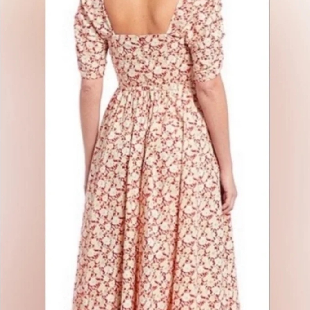 Free People She’s A Dream Red & Cream Floral Midi Dress - sz 6 - Picture 2 of 14